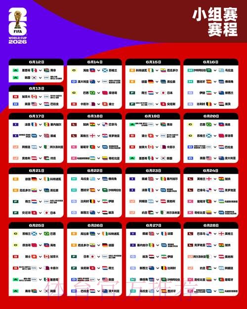 2026世界杯小组赛赛程中国时间比赛时间表怎么查 2026世界杯小组赛赛程中国时间比赛时间表怎么查